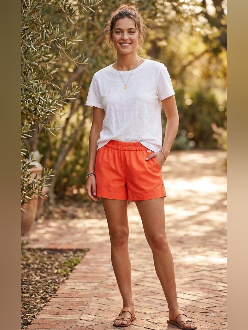 J.Crew Women's Casual Elastic-Waist Shorts in Orange Size S
